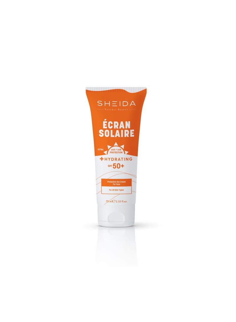 SHEIDA ECRAN SOLAIRE UVA + UVB Sun Protection Hydrating Cream |  SPF 50+ Sunscreen | Sun Block Cream -75ml - Image 3